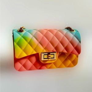 Vegan, candy-colored, matte, quilted, jelly bag